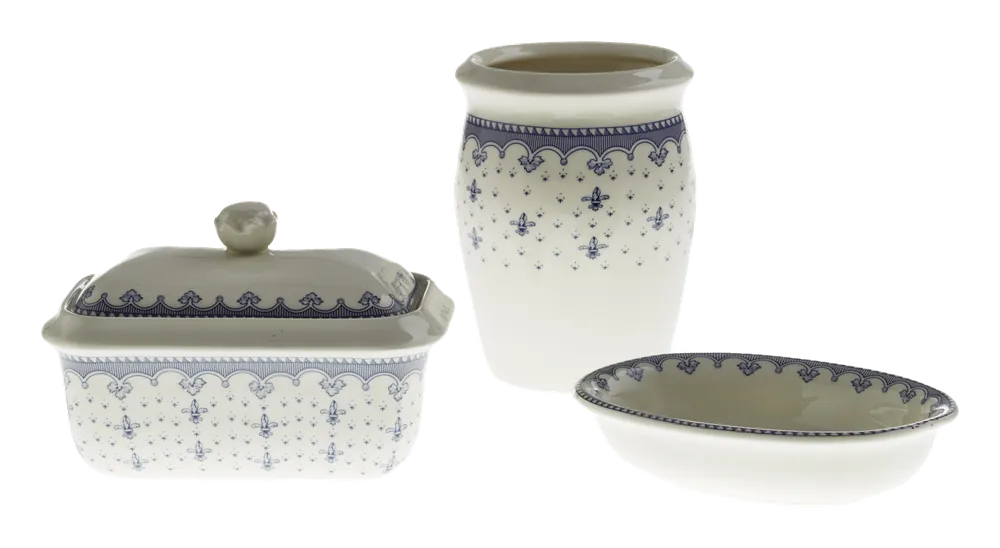 Juego de tocador Flor de Lis Azul