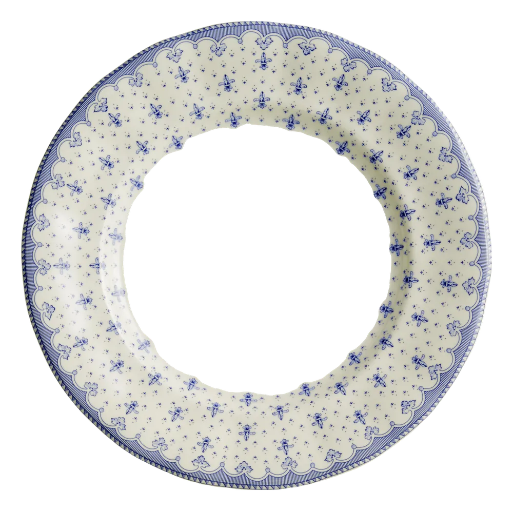 Plato llano 28 cm Flor de Lis Azul