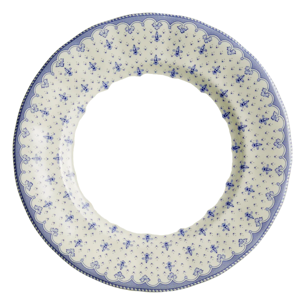 Plato Llano Flor de Lis Azul