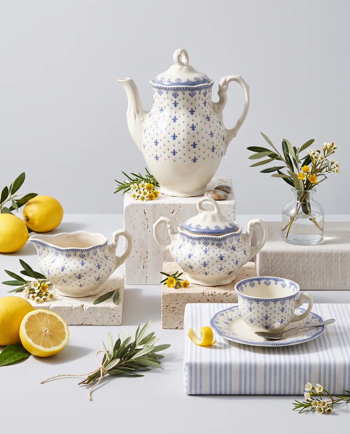 Juego de café Flor de Lis Azul