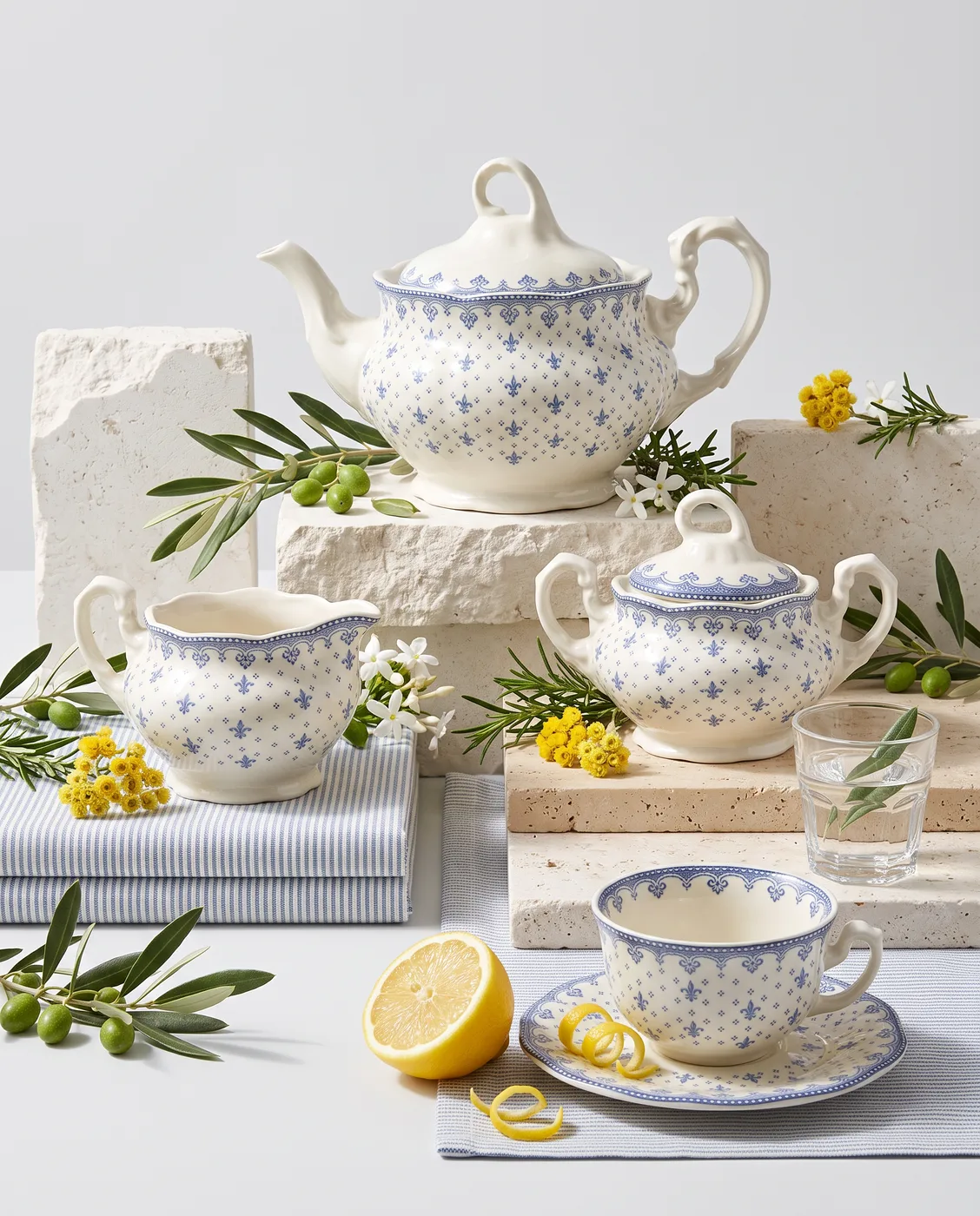 Juego de té Flor de Lis Azul