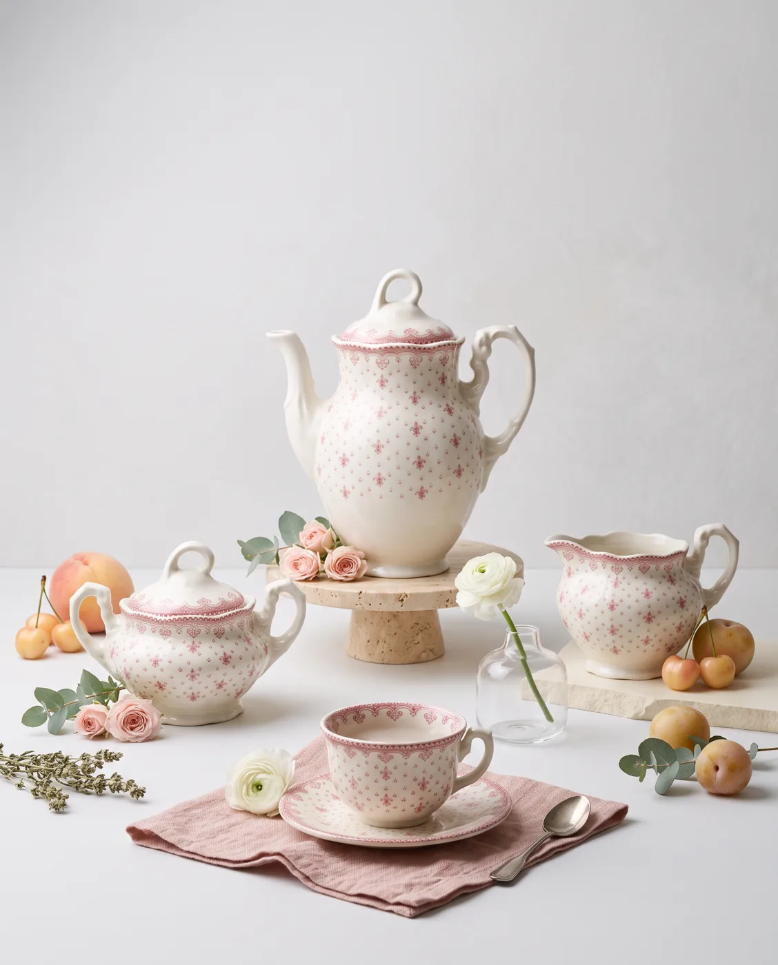 Juego de café Flor de Lis Rosa