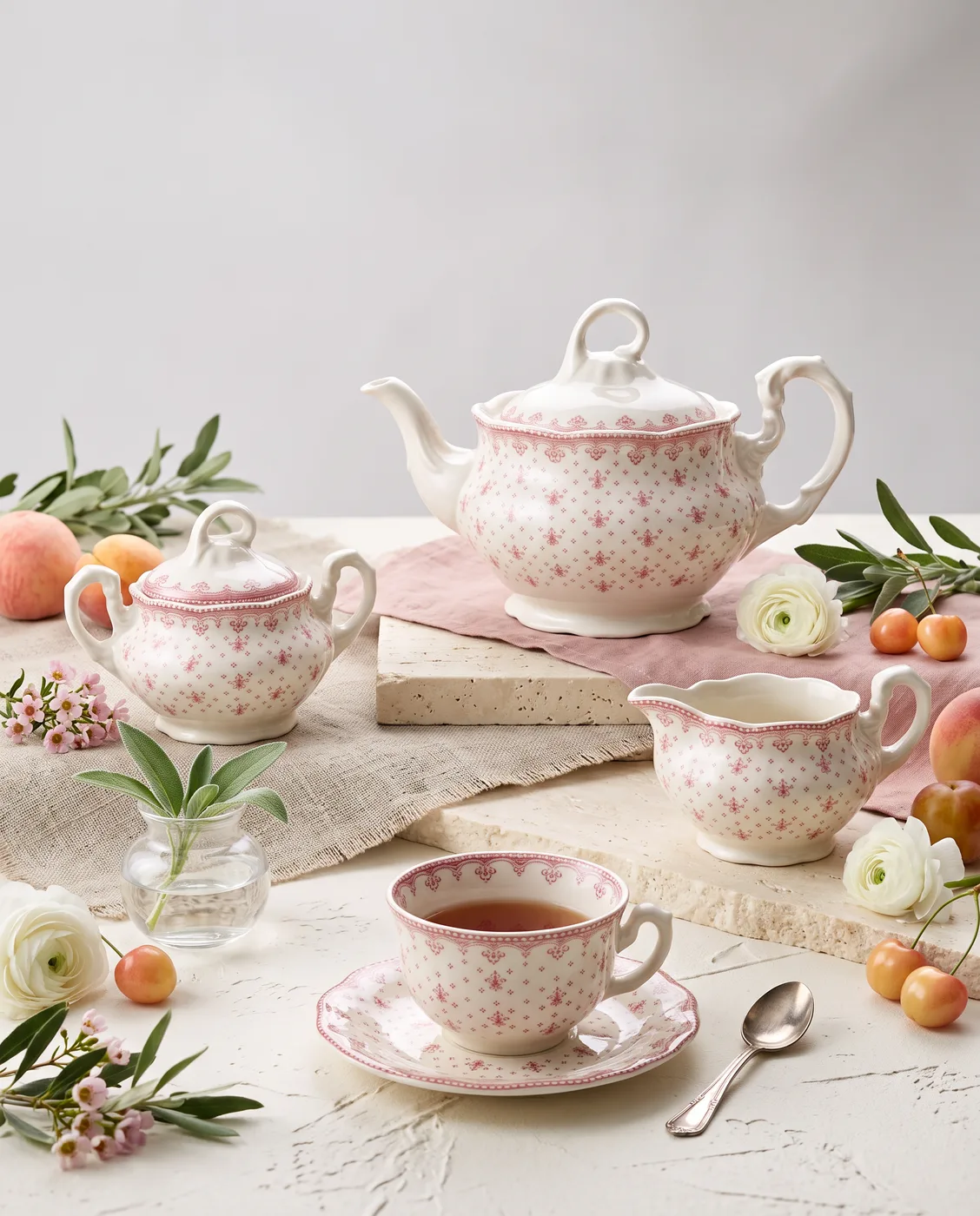 Juego de té Flor de Lis Rosa
