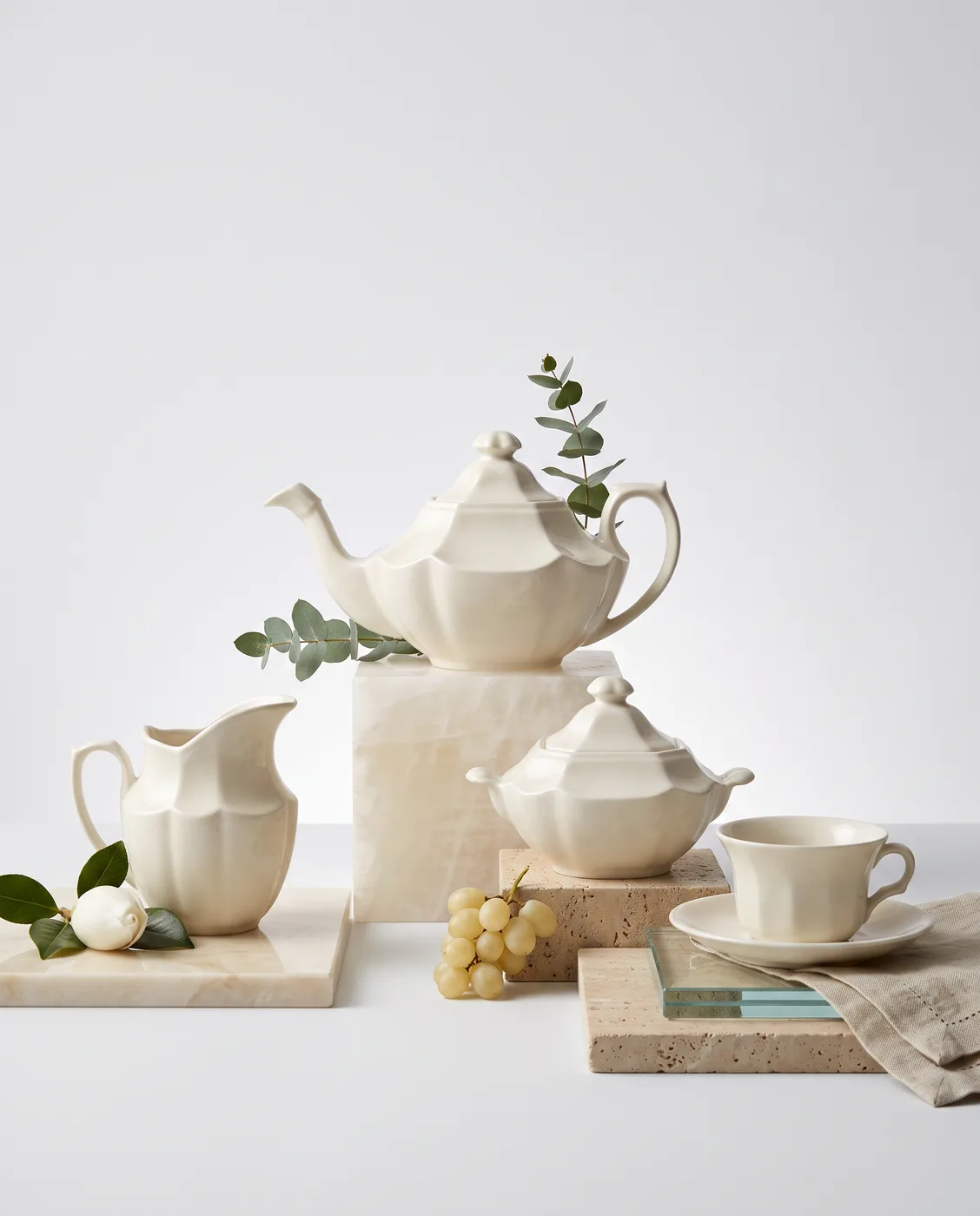 Juego de té Ochavada Blanca